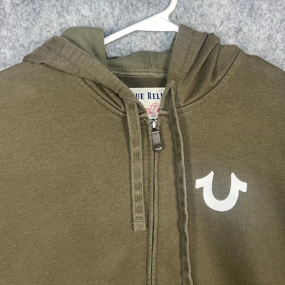 True Religion Men's World Tour Classic Logo Zip Hoodie Olive Green XL 104240